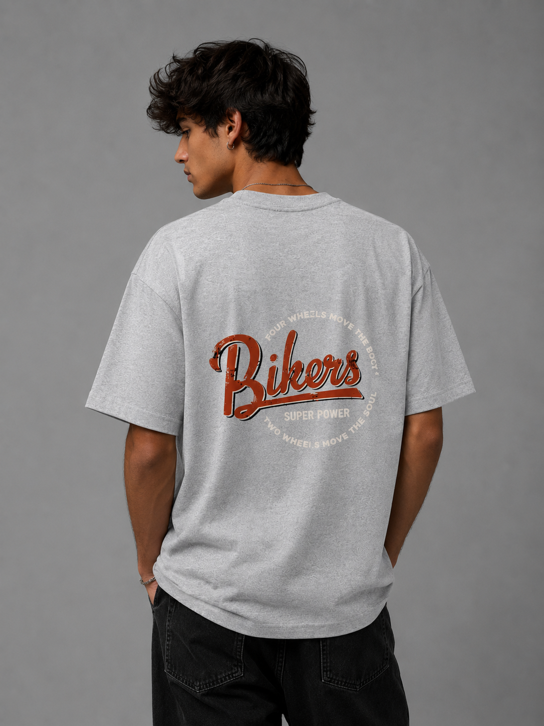 THE BIKER'S EDITION GREY OVERSIZED TEE
